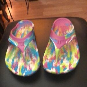Pink and Blue Holographic Sandals with Iridescent ShineTeltic cotton Candy flip